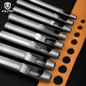 WUTA PRO Carbon Steel Punch Set - Laser-Drilled 0.5-15mm 15PC Kit for Leather Canvas Heat-Treated Hardness Beginner Industrial Grade
