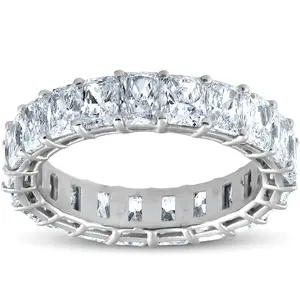 5Ct Radiant Cut Diamond 14k White Gold Eternity Wedding Ring Lab Grown