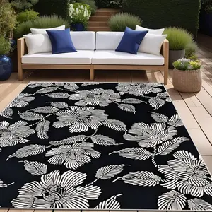 Outdoor Flower Pattern Outdoor Mat, Waterproof Anti-slip Door Mat, Ideal for Gardens, Porches, Balconies, Camping, RV Trips & Decks