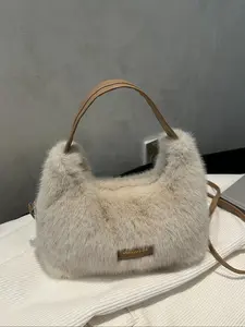 Soft Plush Satchel Bag with Cute Design, Perfect Gift for Girls & Women, Ideal for Fall & Winter Seasons, Casual Style Plain Pattern, Handbag Shoulder Bag