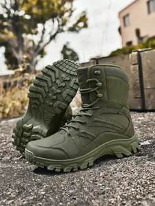 Men's Tactical High-Top Boots, Waterproof Safety Boots for All Terrain, Rubber Sole with Impact-Resistant Toe, Waterproof Upper for Hiking and Work