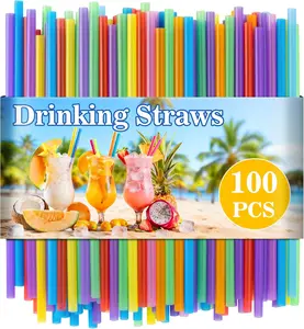 100pcs Colorful Drinking Straws - Cocktail Drinking Straws disposable Stirrer Bulk Party 19x0.55CM for Women Men Adults for juice, cocktails