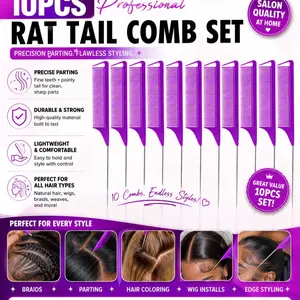 10/20Pcs Professional Rat Tail Comb Set – Pointy Sectioning & Styling Combs (Multiple Colors)
