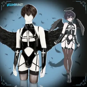 Velombrance From Koruraclub Dark Cross Wings Strappy Outfit (4-Piece Set)AS07