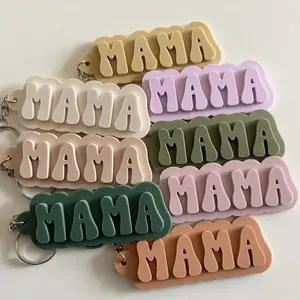 Neutral 'Mama' Acrylic Keychain with Keyring