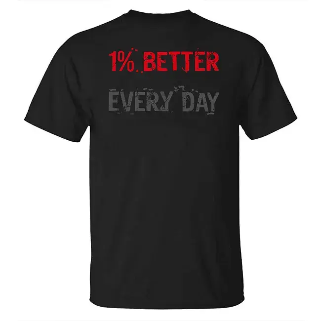 Prime Combat 1% Better Every Day Gym Shirt for Men – Motivational Bodybuilding Workout Graphic Tee, Weightlifting Fitness T-Shirt, Strength Training Apparel, Gift for Gym Lovers