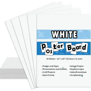 50 count White Poster Board 22"X28",Value Poster Board for School Craft Project Presentation Drawing Graphic Display,Bulk Board