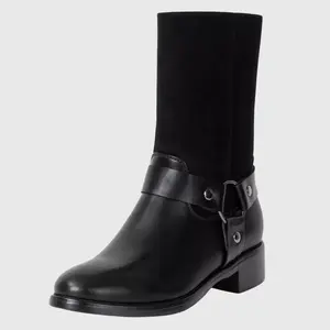 Alpine Swiss Daria Womens Moto Biker Boots Vegan Leather Motorcycle Mid Calf Booties Black 9 M US