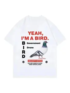 Government funny pigeon round neck men and women's short sleeved pattern breathable fashion trend short sleeved T-shirt top