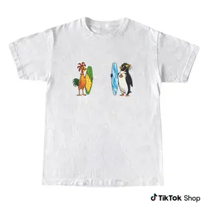 Chicken Joe and Cody Maverick T-Shirt, Surfs Up Graphic Tee, National Geographic Shirt Style, Graphic Tees Vintage T Shirts, Men's Wear Flash Sale, Retro Surf Cartoon Shirt, Unisex Cotton Casual Streetwear