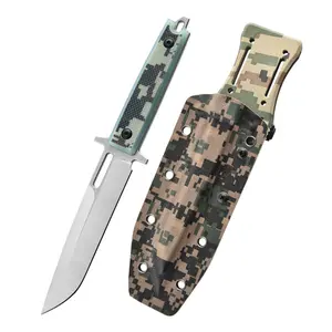 Full Tang Fixed Blade Survival Knife with Camo Sheath, Tactical Hunting Knife for Camping Hiking EDC, Outdoor Utility Knife for Men, Durable Camping Gear with Easy Carry