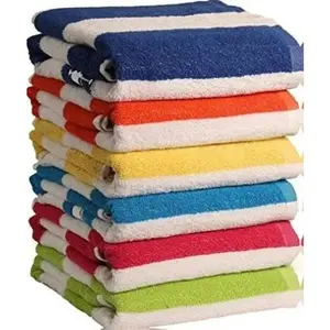 100% Cotton Bath Towel, Pack of 6,  Lightweight Stripe