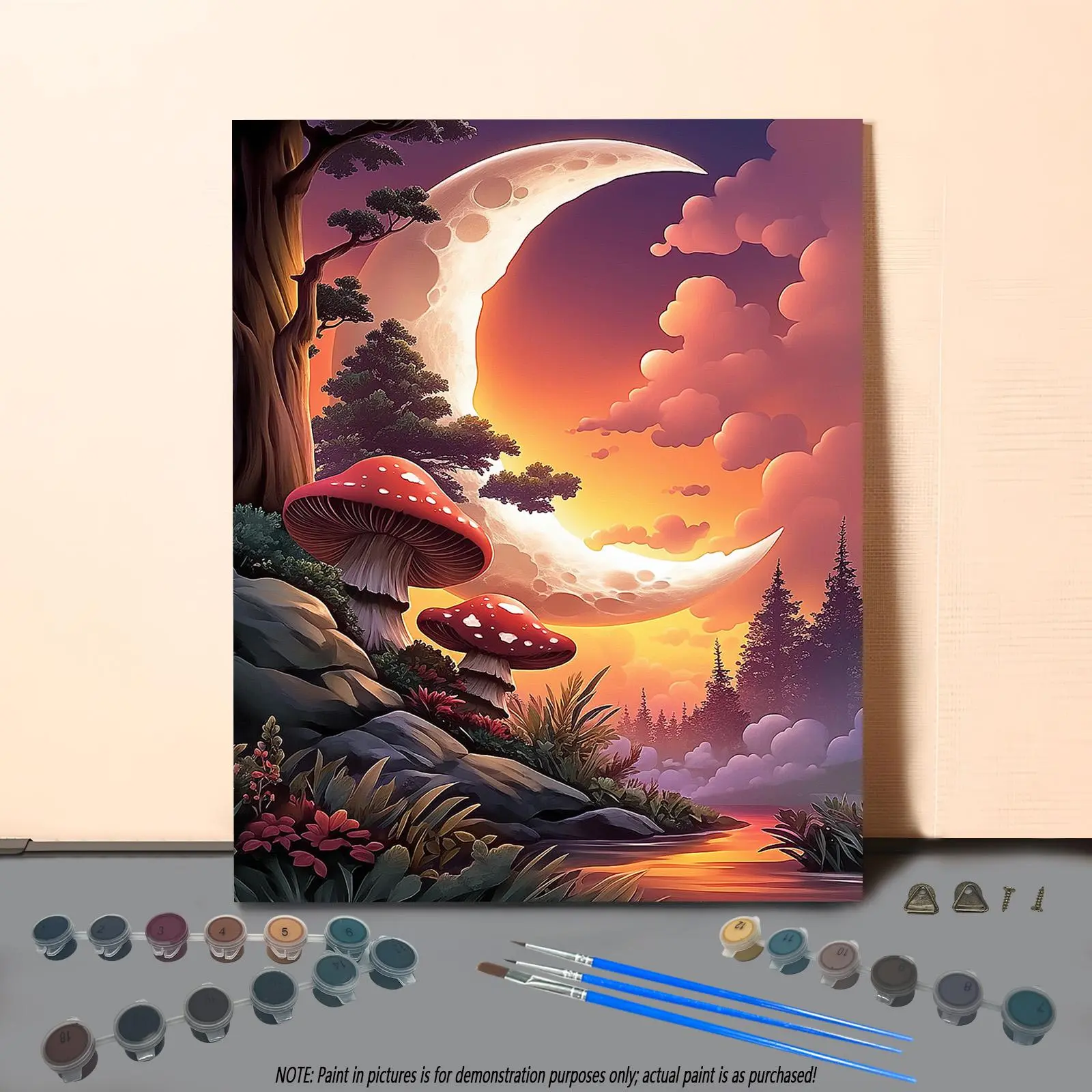 Mushroom Pattern DIY Painting By Numbers Kit, 1 Set DIY Paint By Numbers Kit, Wall Art Decoration for Home Living Room Bedroom, Art Supplies
