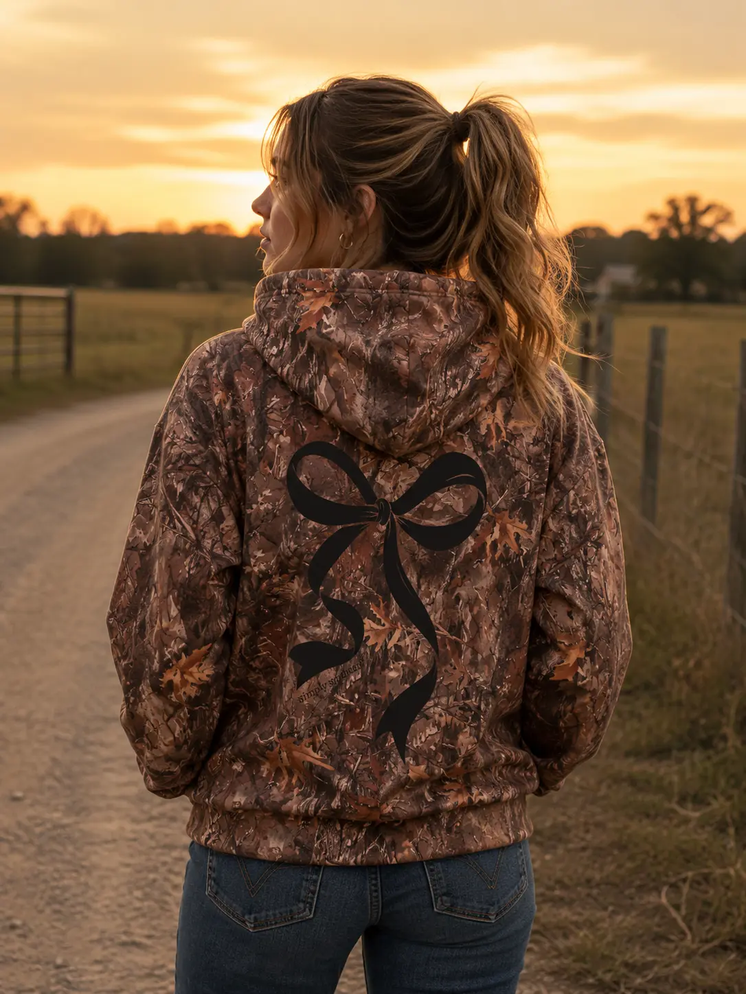 Simply Southern Bow Camo Long Sleeve Hoodie
