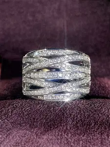 Women's Elegant Copper Ring, Bridal Engagement Ring, Artificial Zircon Jewelry for Wedding Engagement Anniversary Party Gift, All Season Fashion Accessory