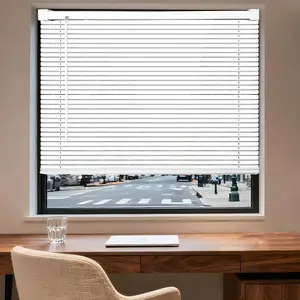 BLINDLY Home Cordless Light Filtering 1" Vinyl Mini Blinds for Windows,Horizontal Window Blinds for Home,Cordless Shades for Indoor&Outdoor Windows,28" W x 36" L,White
