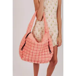 FREE PEOPLE Movement Quilted Carryall - Unstructured Lightweight Fabric with Fixed Strap & Top Zip Closure 15 Shades