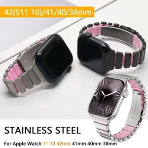 Stainless Steel Strap for Apple Watch Series 11 10 42mm 9 8 7 6 5 4 Se3 Se2 40mm 41mm 38mm Women Rubber Band for Iwatch Bracelet