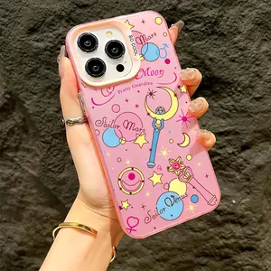 Japanese Anime Sailor Moon Phone Case for iPhone 16 15 14 13 12 11 Pro Max X XR XS Max 8 7 Plus, Anti-Drop Protective Matte Back Cover Protector