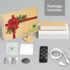 Yilaie Wall Sconce Study Lamp With Remote Control Battery Operated 3 Color Temperature Dimmable Wood Aesthetic Indoor Lighting Nightlight For Bedroom Rechargeable Wireless Lamp lights lamp lights for bedroom