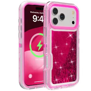 [Now discounted]Glitter Liquid Quicksand Case For iPhone 17 16 15 14 13 12 11 Pro Max, Bling Liquid Glitter Sparkle Flowing Phone Case, Military Grade Protective Heavy Duty Shockproof Cover for Girls Women