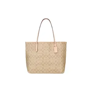 COACH City 33 Classic Monogram Print Large Tote Bag in Khaki for Women