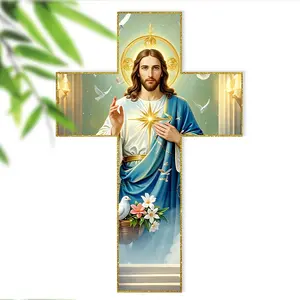 1 vintage Jesus wall-mounted cross, decorative cross, Stylish religious decor, religious home decor for bedrooms, living rooms, kitchens, hallways and offices, holiday decor, home decor, priest gifts, 8.0X12.0 inches