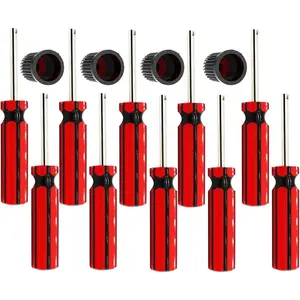 10 Pcs 6523339   Valve Core Removal Tool w/4 Tire Valve dust Cap Automotive Car Motorcycle Truck Bike Screwdriver Valve Stem Core Remover Tire Repair Install Tool