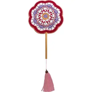 Chinese Round Fan, Ancient Hand Fan, Handmade Fan, Wedding Favor Gift Home Decor (Pink)