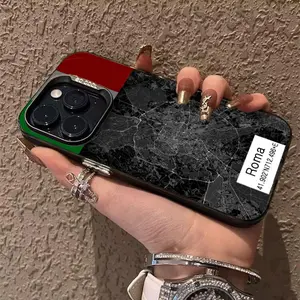 Black and white map of Rome streets with the Italian flag Phone Case Color electrosilvering For iphone 17 16 11 14 15 12 Pro 11 Plus 13 Pro MAX Samsung Galaxy S25 S24 S23 A56 A55 A54 Drop case