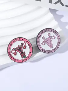 2pcs Women's Body Autonomy Uterus Flower Enamel Pins My Body My Choice & Stop Telling Women Brooches Bags Lapel Badge Jewelry Gifts Feminist Empowerment Theme Clip Type Brooch