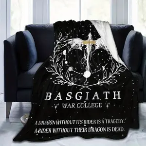 280gsm 100.00% Polyester Flannel Blanket Bas-giath Empyrean War Academy Blanket Dragon Fourth Knight Wing Blanket Flannel Ultra Soft Plush Suitable for Your Reading Corner Ideal Gift for Book Lovers,dragon blanket,all-season cozy throw