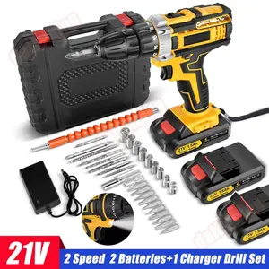 Cordless Brushless Impact Driver Hammer Drill Combo Kit with 2 Battery & Charger