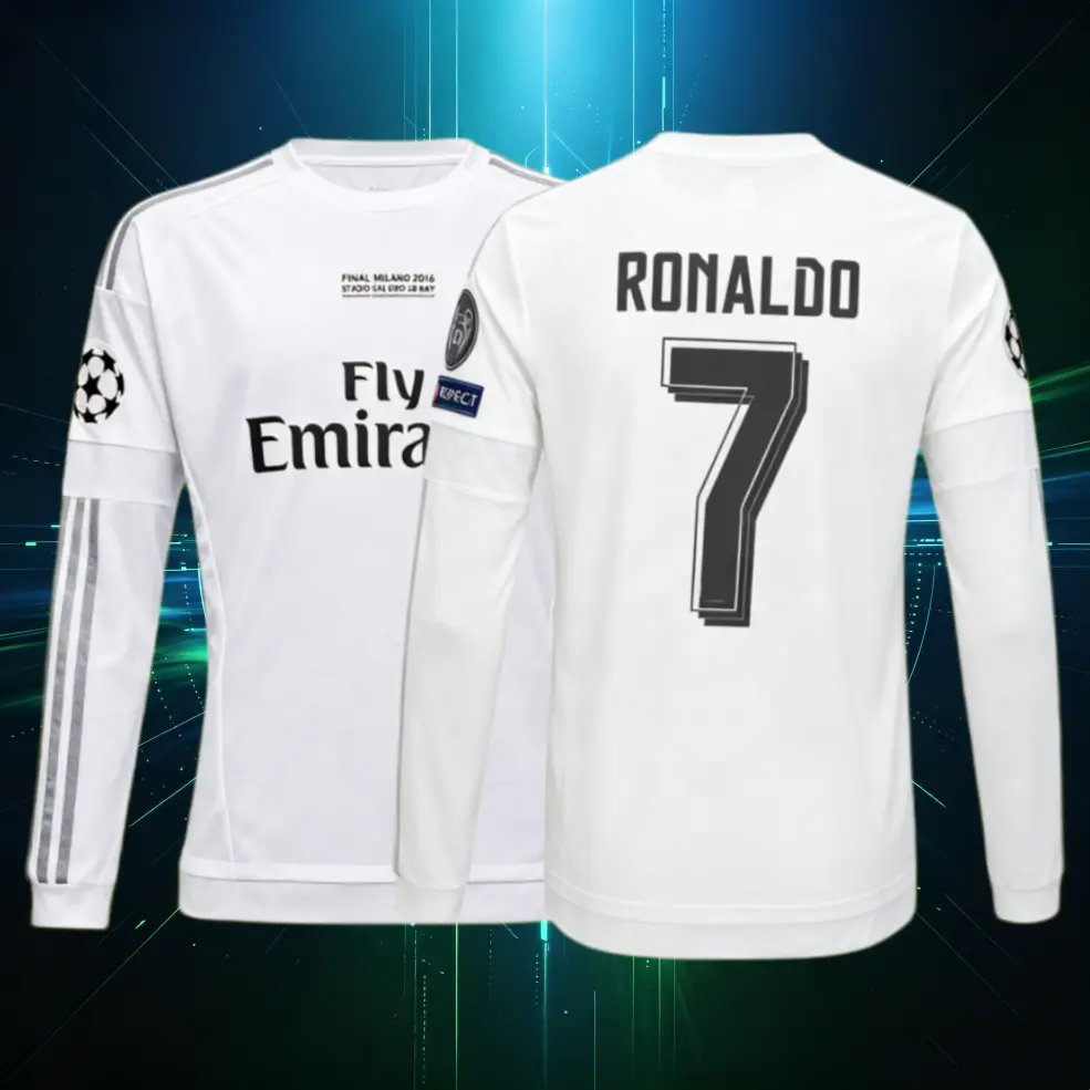 15 16 Home White Short Sleeve Soccer Jersey #7 Cristiano Ronaldo Fan Edition