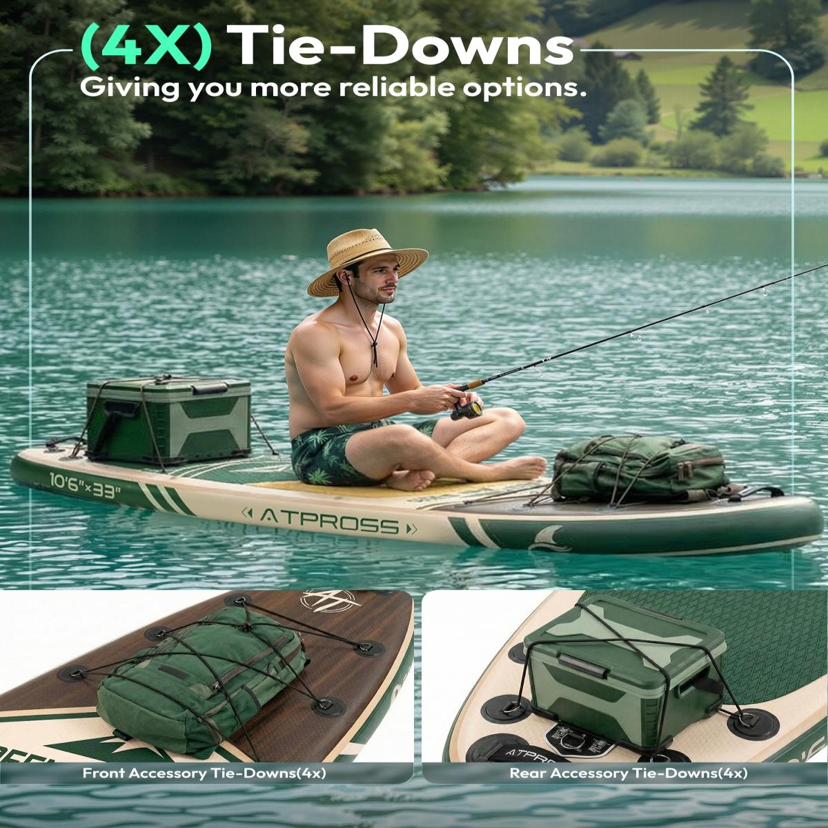 [Summervibes] Inflatable Stand Up Paddle Board, 10'6''x33'' Extra-Wide SUP with 400lbs Capacity, Kayak Seat, Anti-Slip EVA Deck & Premium Accessories Kit for Yoga, Fishing