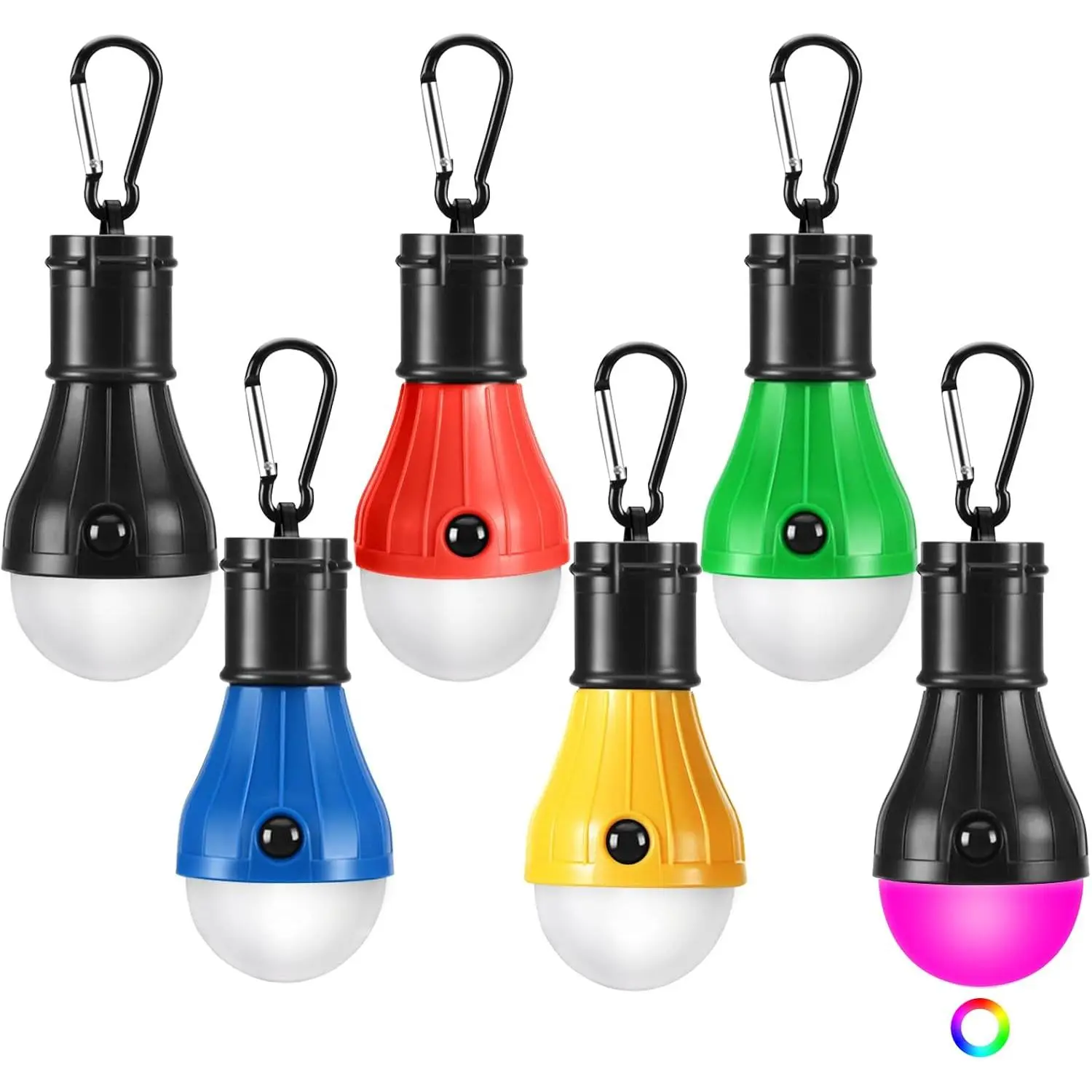 Camping Lights 6 Pack - Portable 5 pcs Tent Lights & 1pcs RGB Mode Lantern Bulb with Clip Hook, Emergency Lights Tent Lamp Camping Accessories for Camping Hiking Backpacking Fishing Outage