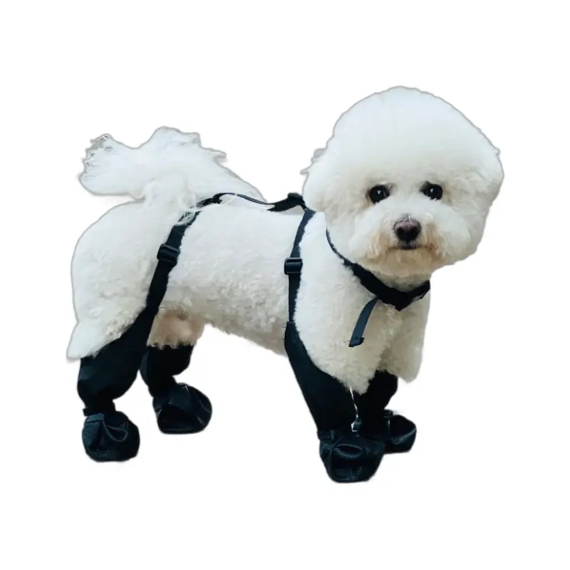 Dog Suspender Boots for Small Medium Dogs, Anti-Slip Waterproof Dog Shoes with Adjustable Straps Paw Protectors, Muddy Leg Protection Outdoor Dog Rain Boots Never Fall Off
