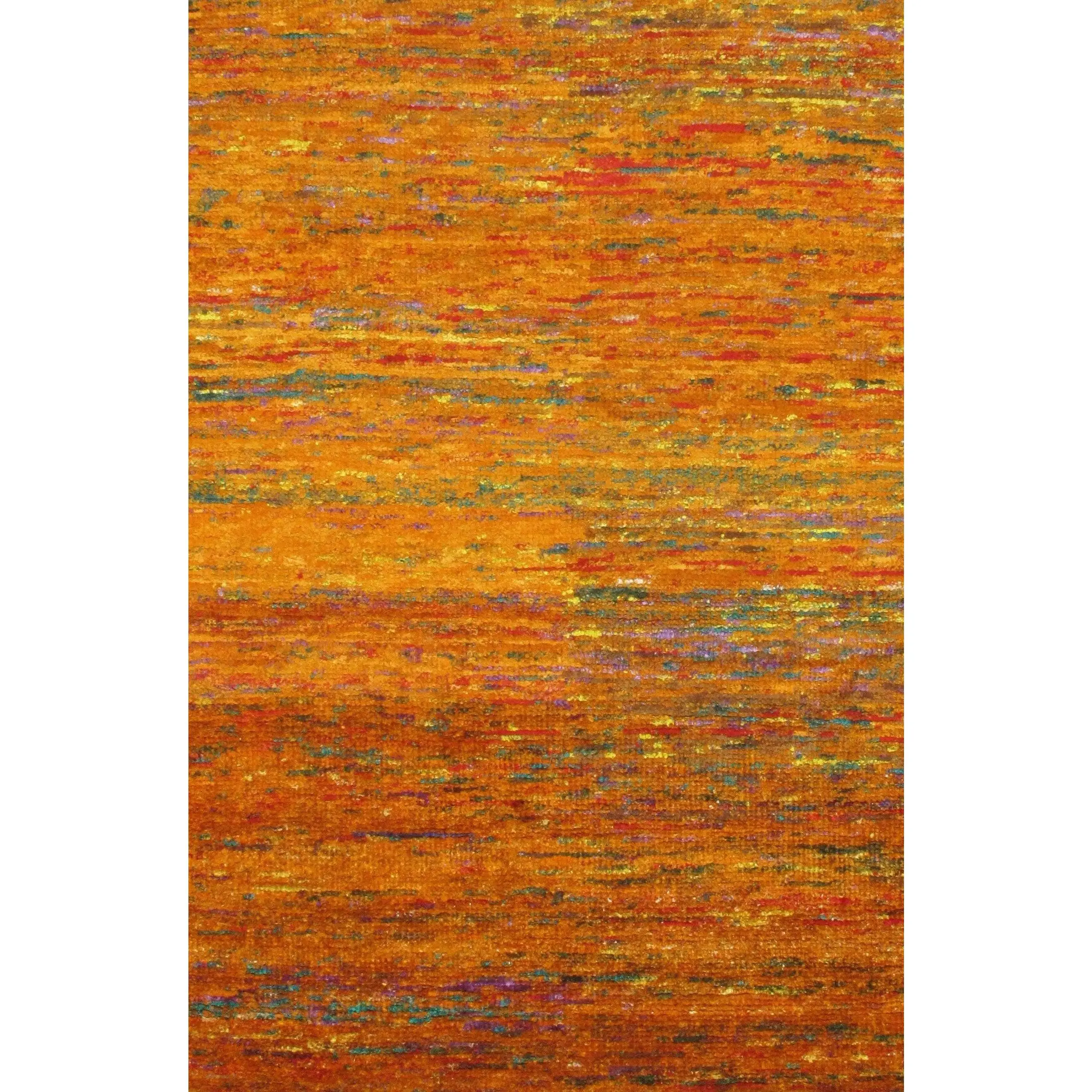 Canvello Orange Modern Sari silk Rug - 4' x 6'