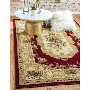 Traditional Classic Floral Motif Area Rug Area Rugs for Living Room Non-Slip Backing Washable RugsVintage Large Area Rug Stain Resistant Home Decor Rug