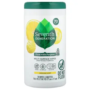 Seventh Generation Multi-Surface Wipes, Lemon Zest, 70 Wipes