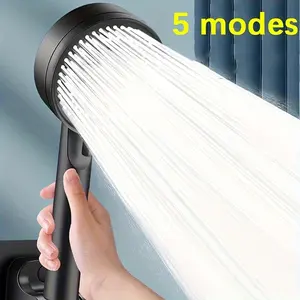 High Pressure 5-mode Handheld Shower Head - Anti-clog Nozzles, Built-in Power Wash to Clean Tub, Tile & Pets