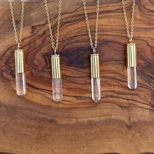 Clear Crystal Quartz Bullet Necklace