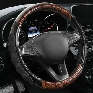 1 piece, non-slip and wear-resistant peach wood grain steering wheel cover, 37-38cm, breathable for all seasons, universal model, automotive car accessories