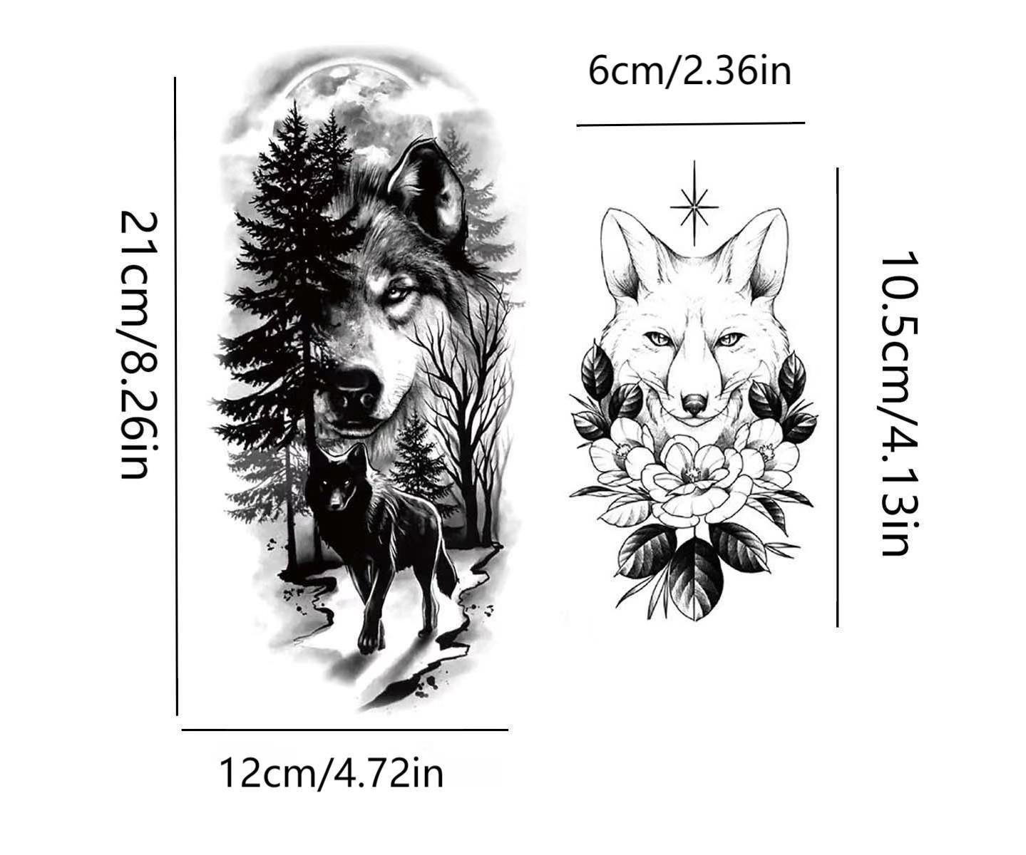 76 Sheets Large Black Temporary Tattoo Stickers - Tribal Wolves, Tigers, Lions, Snakes, Skulls, 12 Fake Tattoo Stickers for Men & Women Arm Designs 76 Sheets Large Black Temporary Tattoo Stickers - Tribal Wolves, Tigers, Lions, Snakes, Skulls, 12 Fake Tattoo Stickers for Men & Women Arm Designs