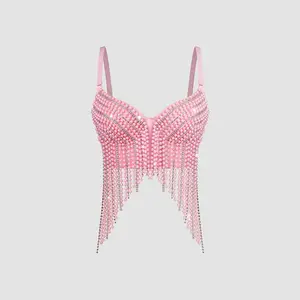 Tube Top Short Handmade Beading Long Tassel High Quality Corset Srping Summer Rave Outfits Woman Clothing Fishbone Bra Blusas Sling Wedding Party Blind Date Stage Party Shaper Ladies Crop Shirt Vest Sexy Hot Inner Clothes Tank Tops