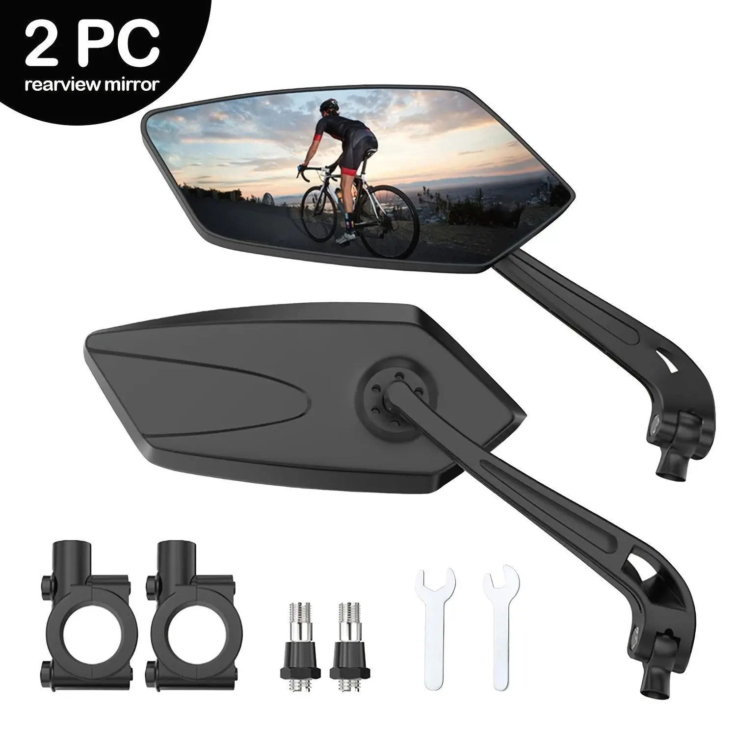 2pcs Cycling Bicycle Rearview Mirror - 360° View, 360-Degree Adjustable, Handlebar Mount, High-Definition, Shockproof, Universal for Electric Bikes and Scooters