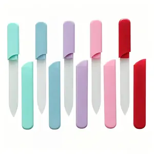 Glass Nail File with Storage Box, Professional Nail Care Kit, Dual-Sided Gentle Manicure Tool, for Women and Adults, Single or Five Pack