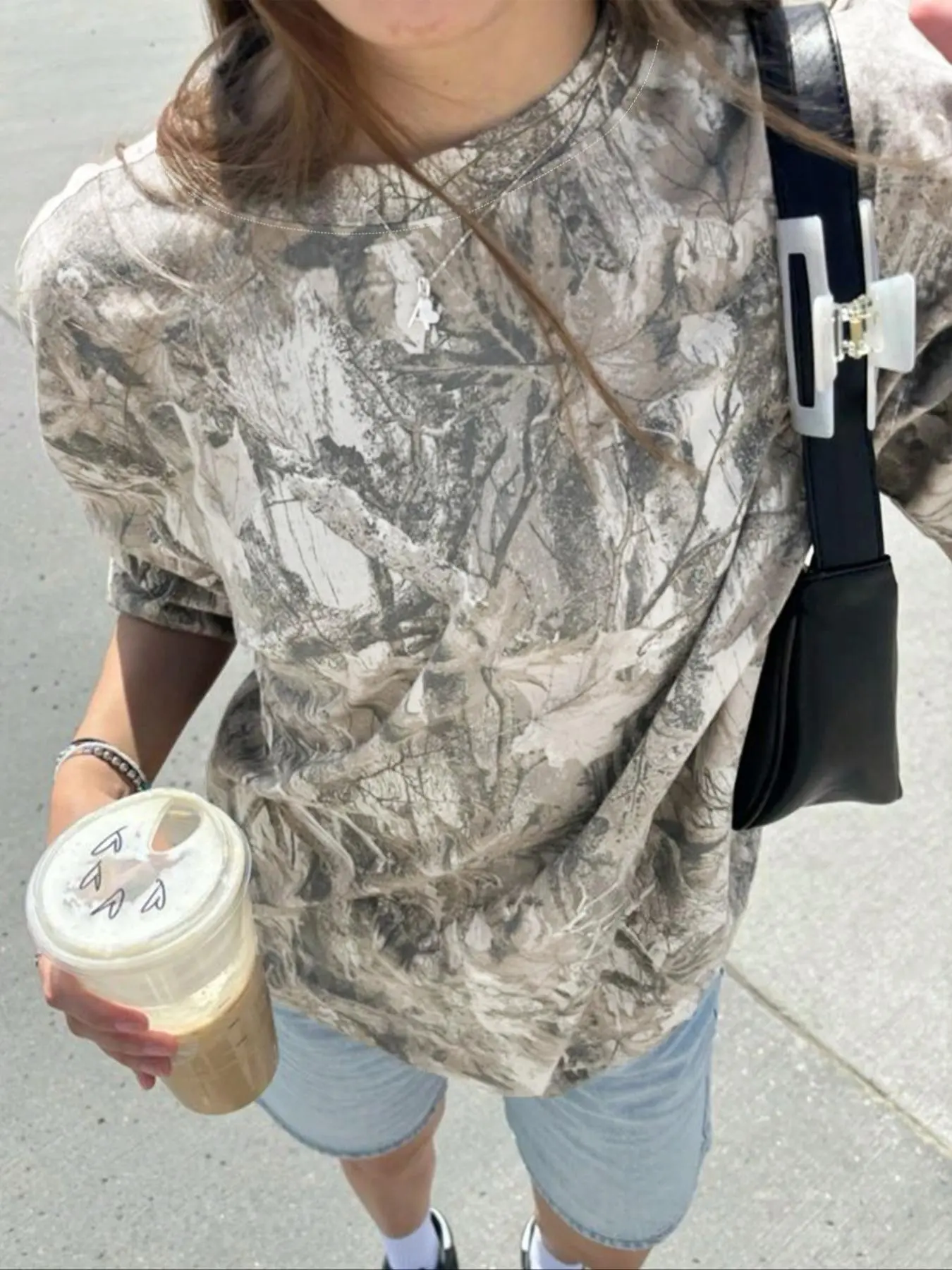 Women's Summer New Arrival Camouflage Leopard Print Loose Fit T-Shirt, Casual Streetwear Street Style Short Sleeve Top, Comfortable and Fashionable, Round Neck Tees