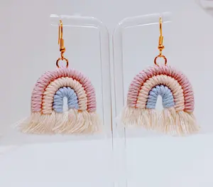 Pastel Macramé Rainbow Earrings For Girls and Women Rainbow Jewelry Kids Gifts