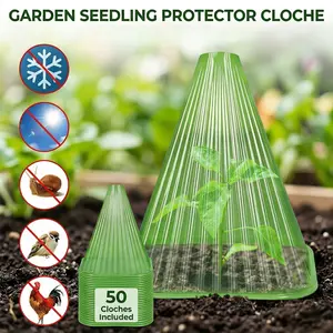 50pcs Plant Freeze Protection Cover Plant Covers Garden Cloches Plant Bell Cover With Ventilation Top For Seed Plants Flower